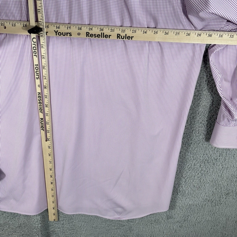Proper Sport Dress Shirt Men 2XL Purple White Check 4 Way Stretch Wicking - Picture 4 of 5